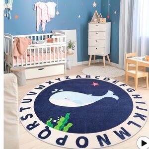 Blue Whale Alphabet Kids Rug